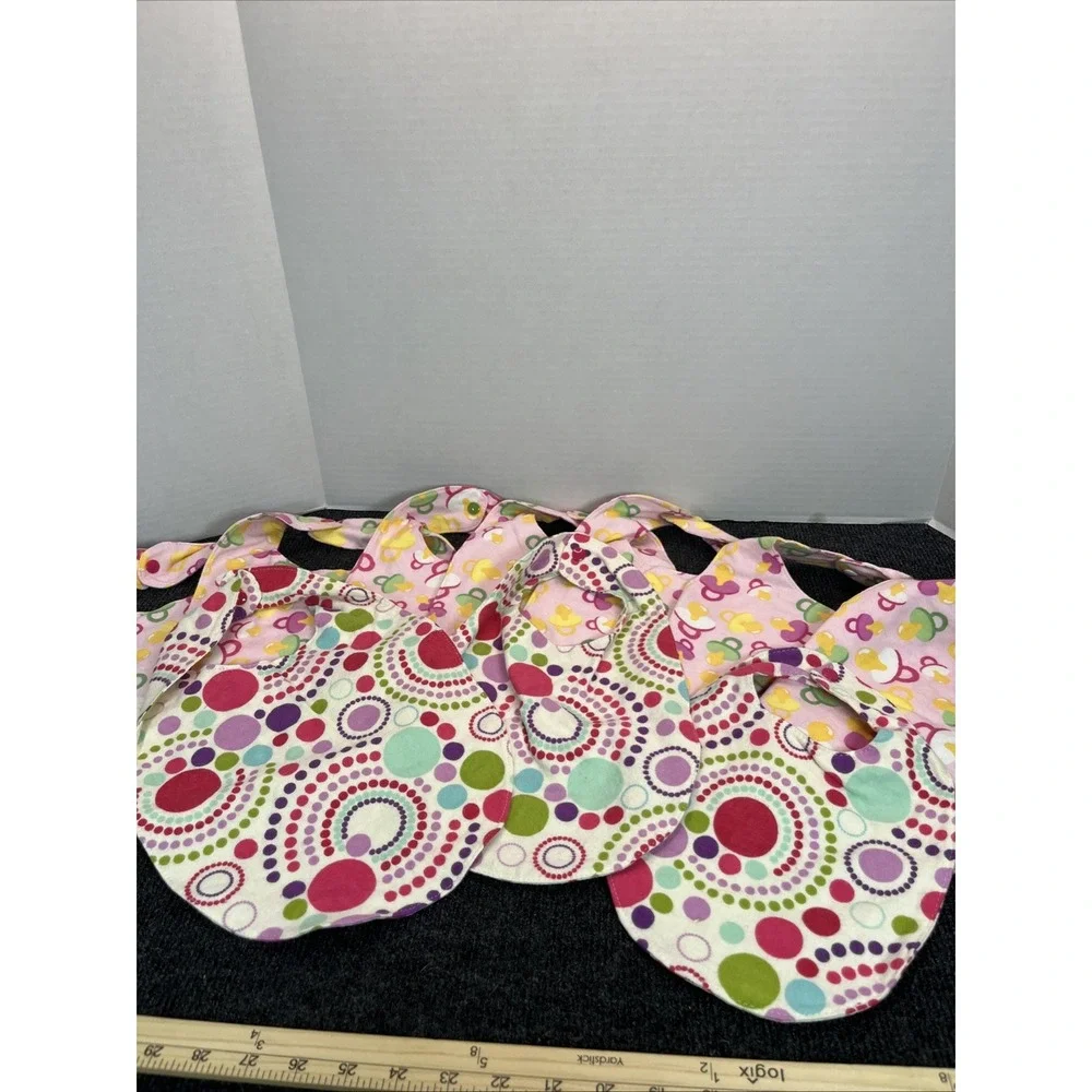 Baby Bib Lot Of 10 Girl Pink Pacifier Handmade NEW Nursery Baby Shower SOFT